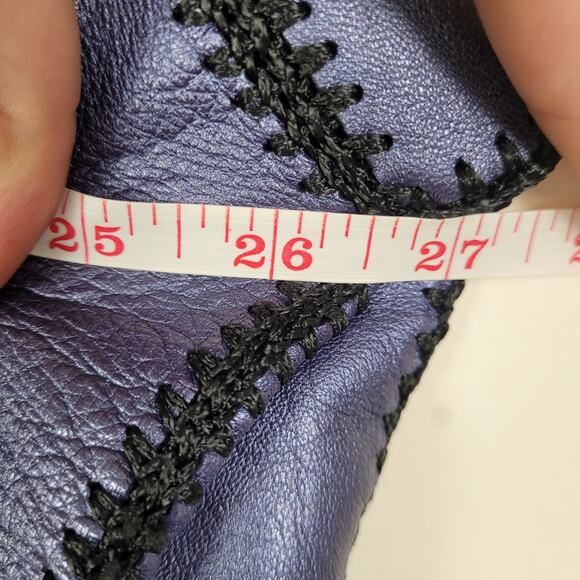 Vintage The Hide Out Purple Leather Patchwork Coat Sz XL Boho Hippie Whimsigoth - Picture 7 of 9